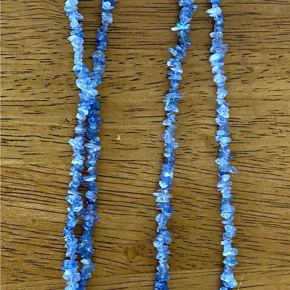 Tanzanite chip necklace, 36” long